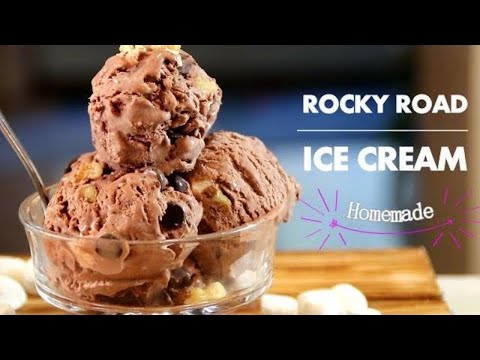 Homemade Rocky Road ICE CREAM