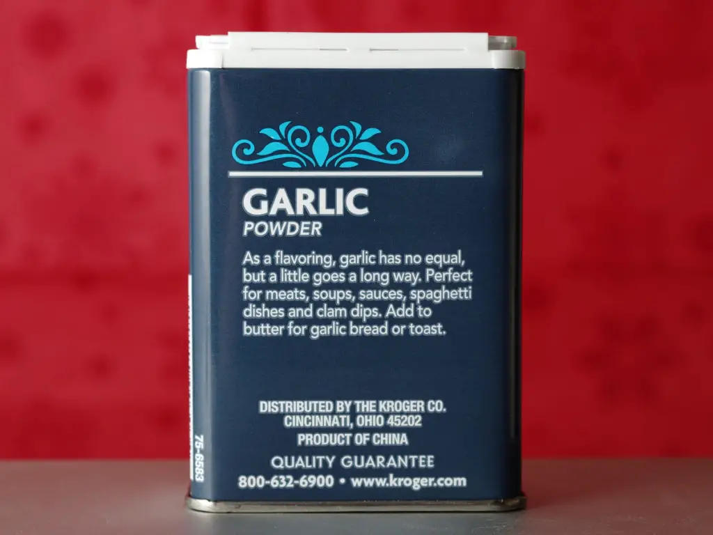 Kroger Garlic Powder Rear
