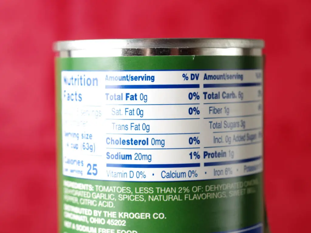 Kroger Tomato Sauce 8oz Can Rear, Nutrition Facts, Ingredients