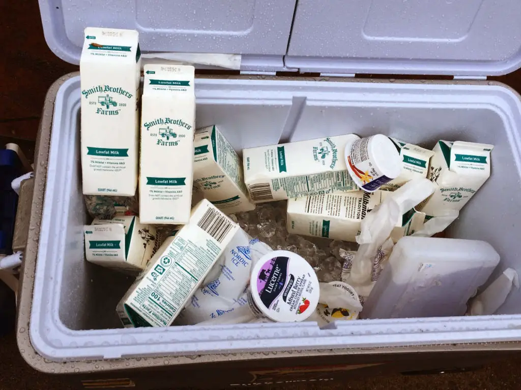 A cooler of dairy products on display at the No Cop Co-Op in CHAZ.