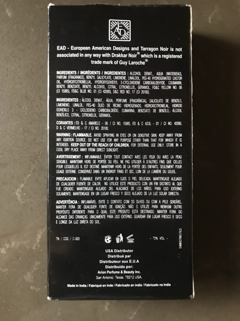 Tarragon Noir Box Label