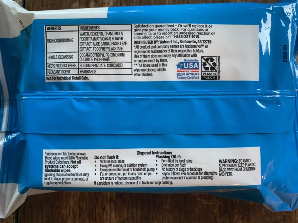 Equate Flushable Wipes Ingredients