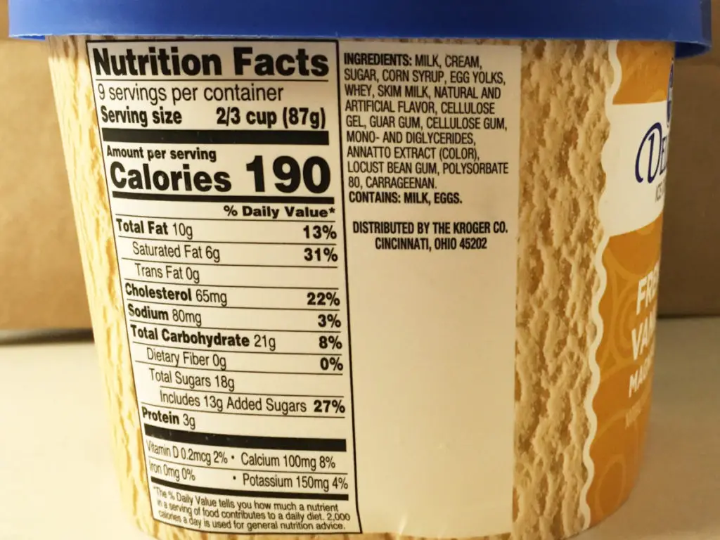 Kroger French Vanilla Magnifique Nutrition Facts