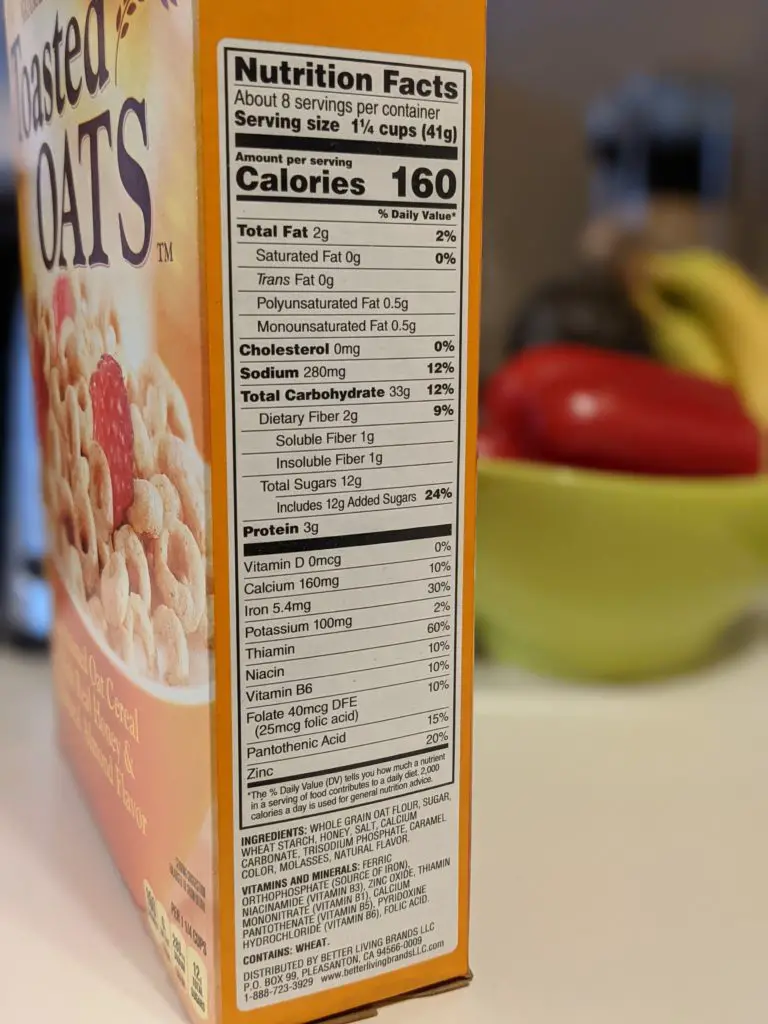 Signature Select Honey Nut Toasted Oats Cereal Nutrition Facts