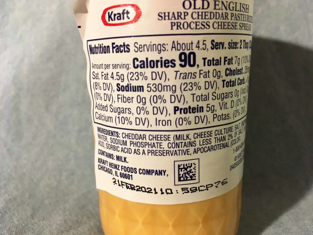Kraft Old English Spread Nutrition and Ingredients