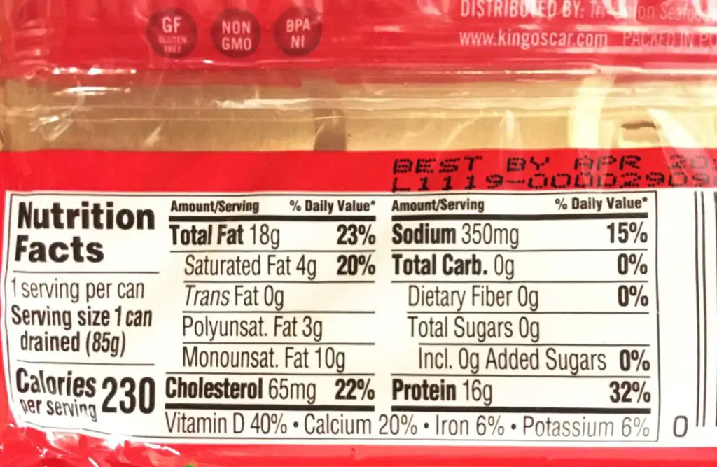 King Oscar Sardines Nutrition Facts