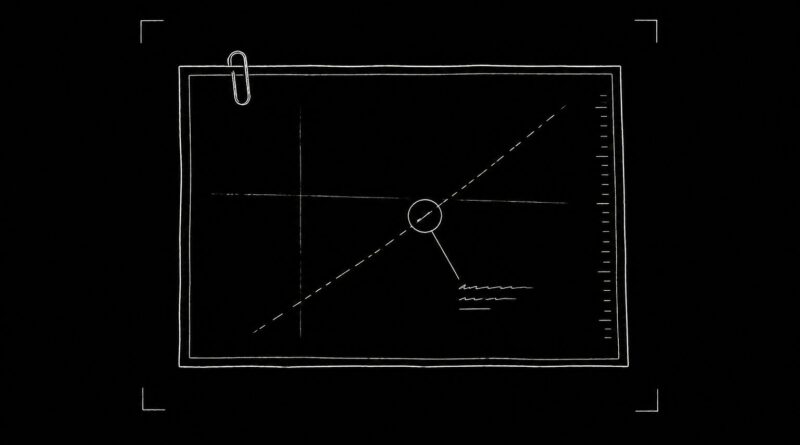 An evidence diagram with annotations and directional markings, symbolizing structured interpretation, observation, and analytical framing.