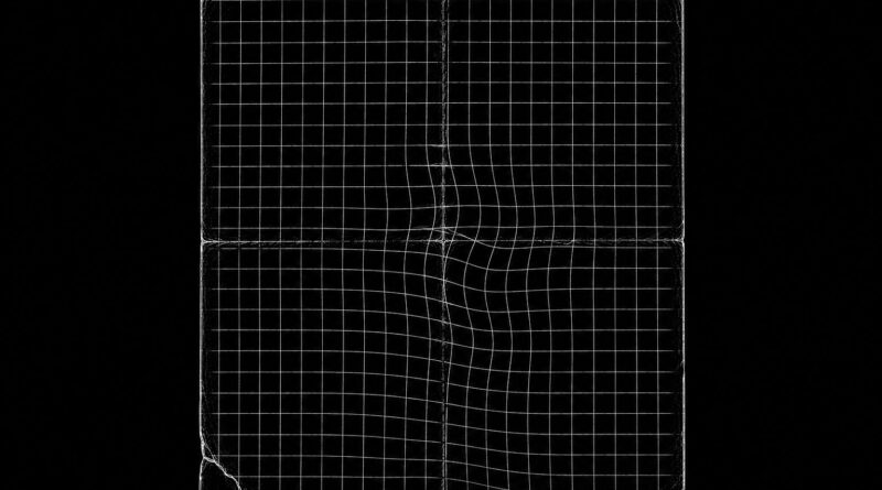 A warped grid field with visible distortion lines, symbolizing representational instability and semantic drift.