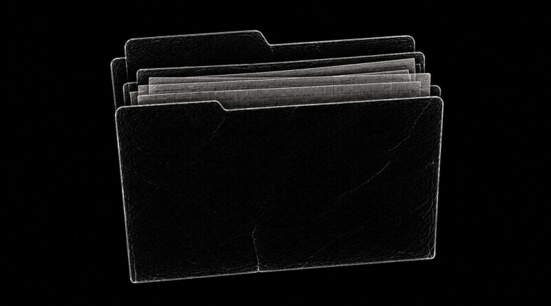 Multiple layered file folders stacked together, symbolizing recursive archival systems and layered abstraction.