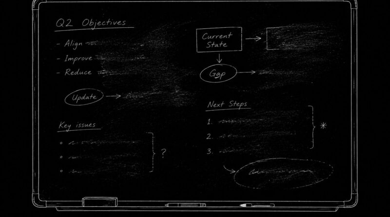 A partially erased whiteboard with fragmented notes and diagrams, symbolizing incomplete thought and degraded semantic continuity.