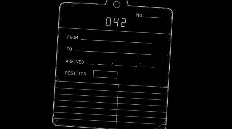 A numbered queue card on a black background, representing procedural waiting, sequencing, and managed access.