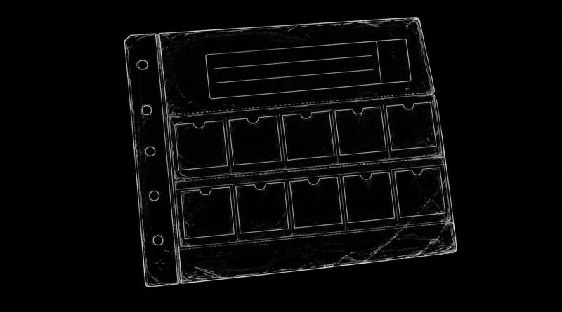 A card sleeve or holder outlined in white on black, symbolizing institutional access, identity verification, and procedural mediation.