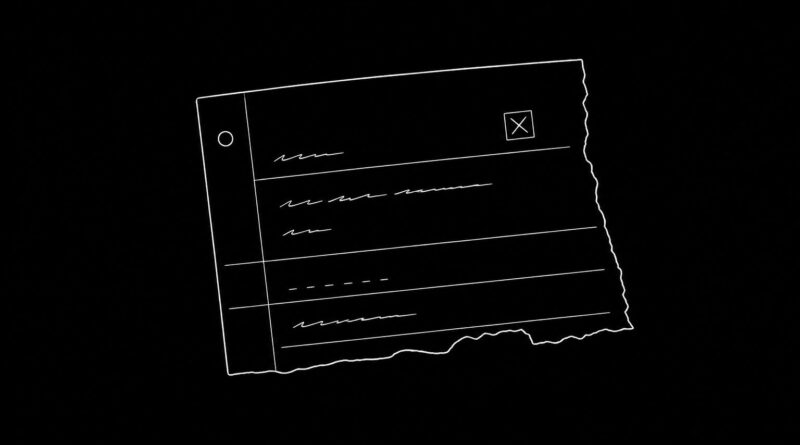 A dark study guide page with simplified notes and structured learning fragments representing compressed knowledge.